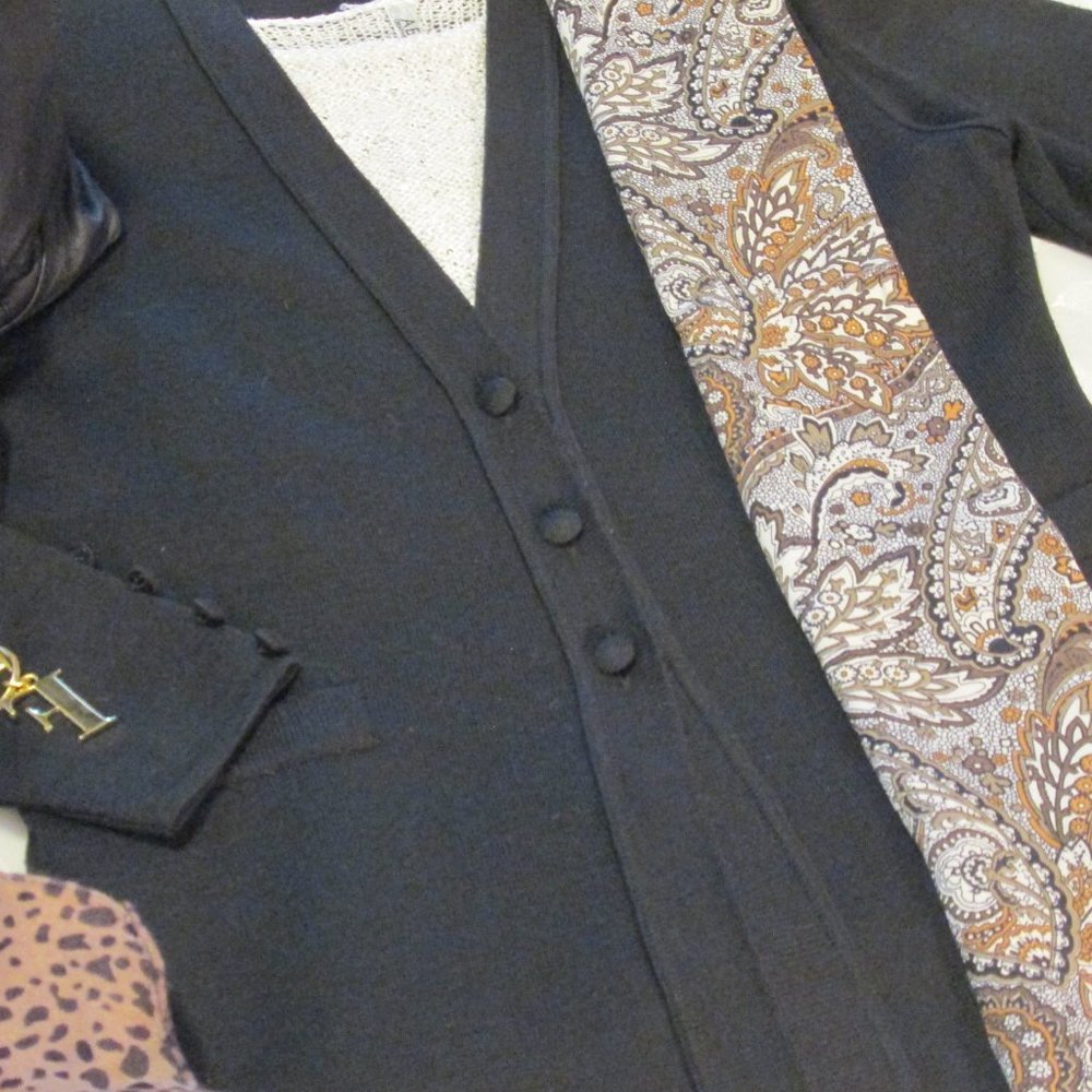 EXPRESS TRICOT BLACK TUNIC V NECK SWEATER/BLAZER/CARDIGAN - Picture 8 of 13